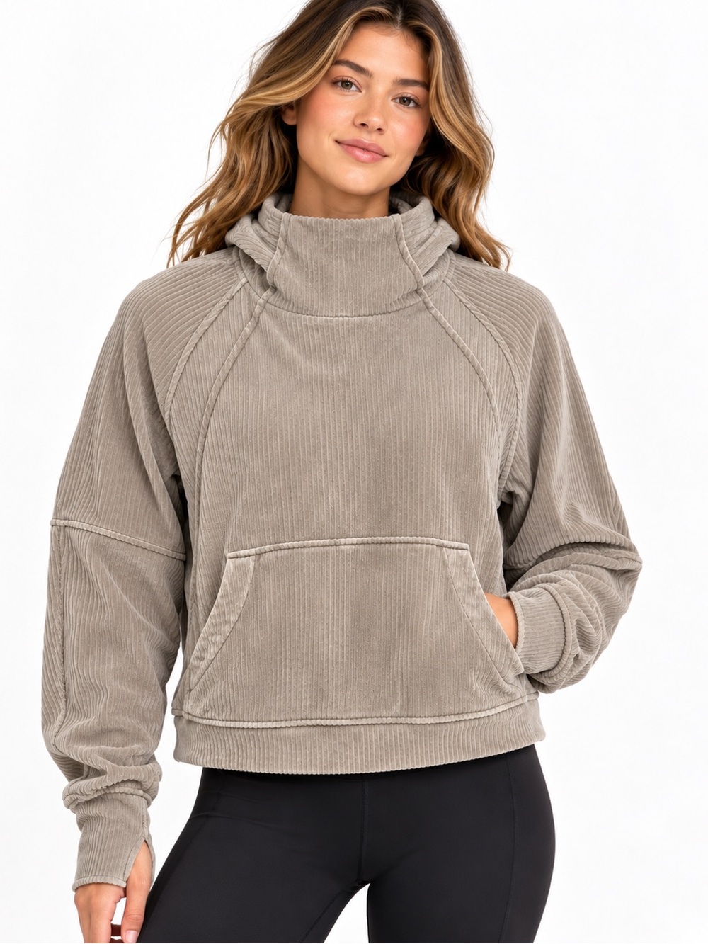 Lululemon Scuba Oversized Hoodie Velvet Cord Riverstone M/L